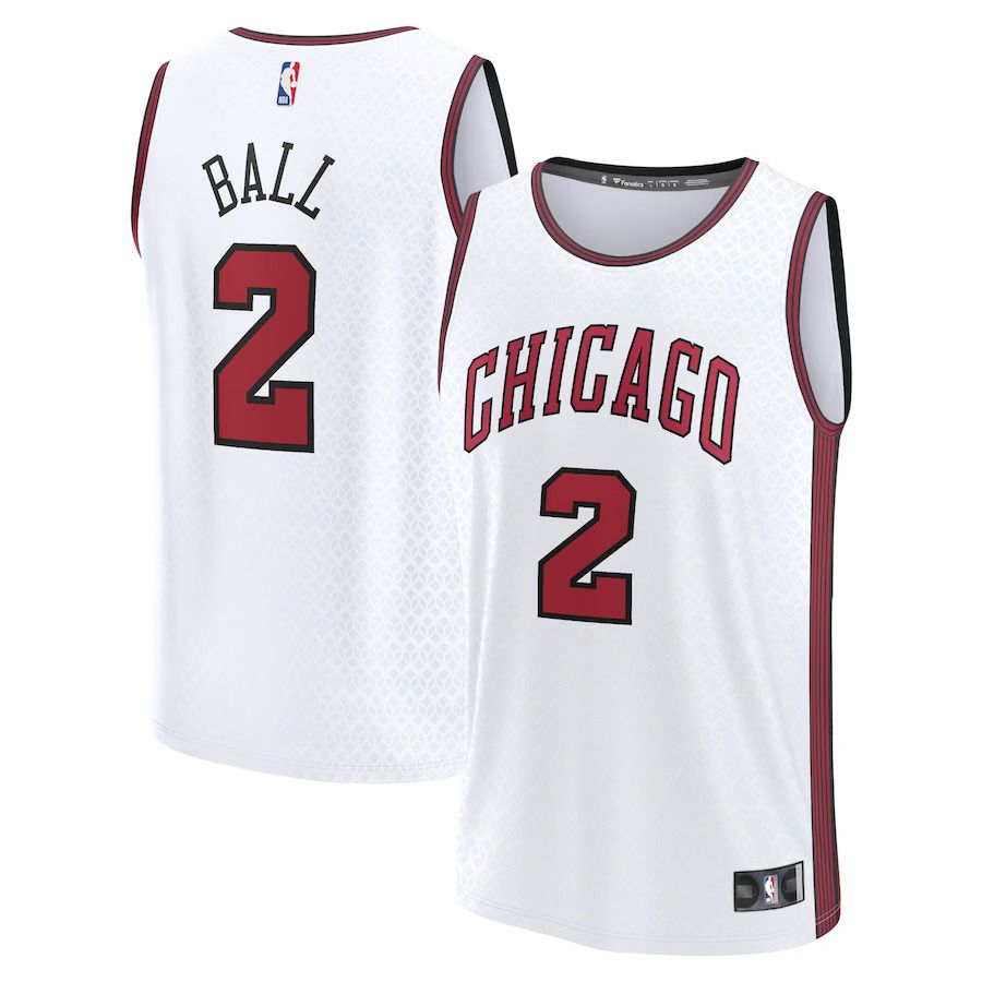 Men Chicago Bulls 2 Lonzo Ball Fanatics Branded White City Edition 2022-23 Fastbreak NBA Jersey